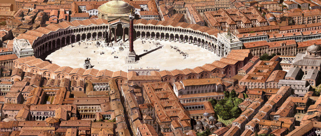 An aerial view of the Augusteion.